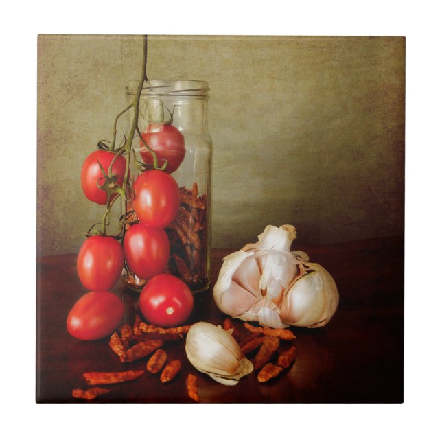 Vintage Mediterranean flavours Ceramic Tile (Front)