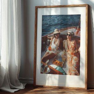 Vintage Mediterranean Glamour Classic Boat Trip Poster