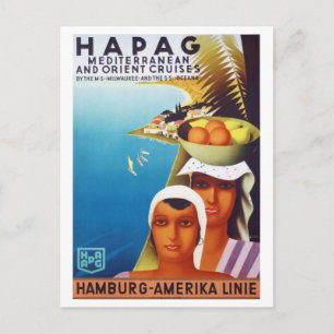 Vintage Mediterranean & Orient Cruise Travel Postcard