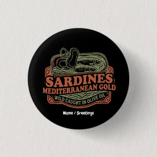 Vintage Mediterranean Sardine Tin Retro Seacuterie 3 Cm Round Badge