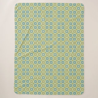 Vintage Mediterranean Teal Ceramic Mosaic Pattern Sherpa Blanket