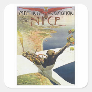 Vintage Meeting D'aviation Nice Square Sticker
