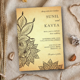 Vintage Mehendi Henna Indian Wedding Invitation