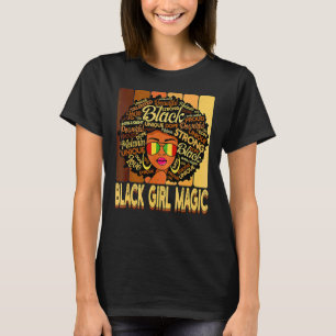 Vintage Melanin Afro Black Girl Magic Queen Black T-Shirt