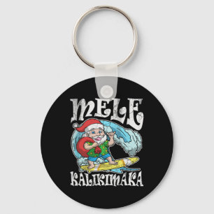 Vintage Mele Kalikimaka Santa Hawaiian Retro Chris Key Ring
