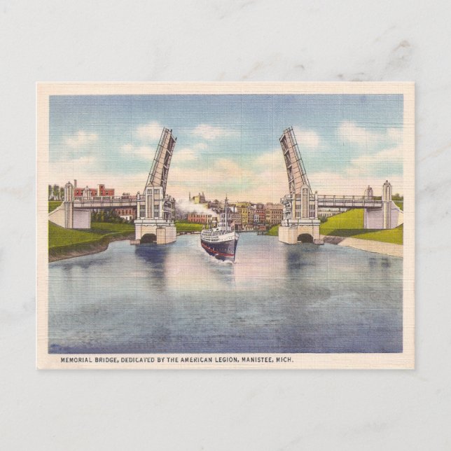 Vintage Memorial Bridge Postcard (Front)