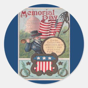 Vintage Memorial Day - One Country Classic Round Sticker