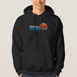 Vintage Mendocino CA Retro 80s Shark Fin Sunset Hoodie