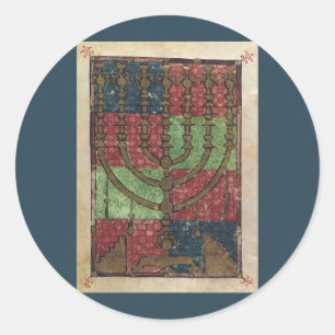 Vintage Menorah, Festival of Lights Happy Hanukkah Classic Round Sticker