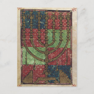 Vintage Menorah, Festival of Lights Happy Hanukkah Holiday Postcard