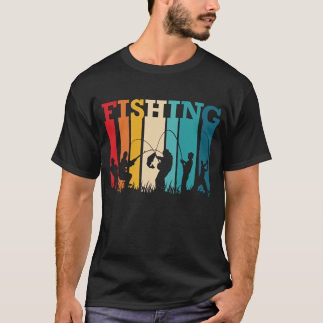 Vintage Men's Fishing T-Shirt - black (Front)