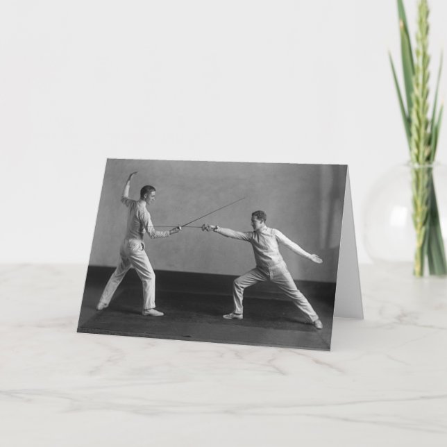 Vintage Men's Foil Fencing Note Card (Front)