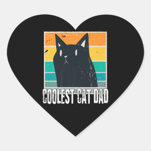 Vintage Mens The Coolest Cat Dad Funny Cat Dad Heart Sticker