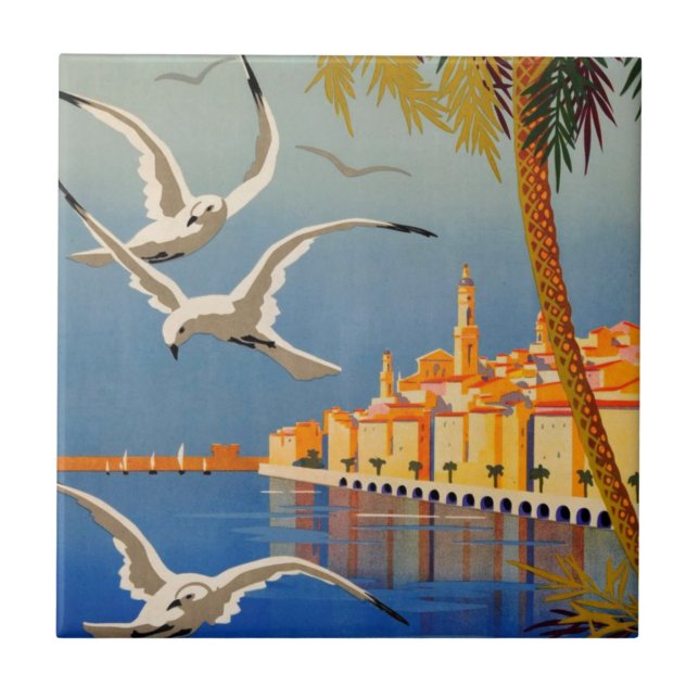 Vintage Menton CoTe D'azur Ceramic Tile (Front)