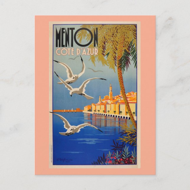 Vintage Menton CoTe D'azur Postcard (Front)
