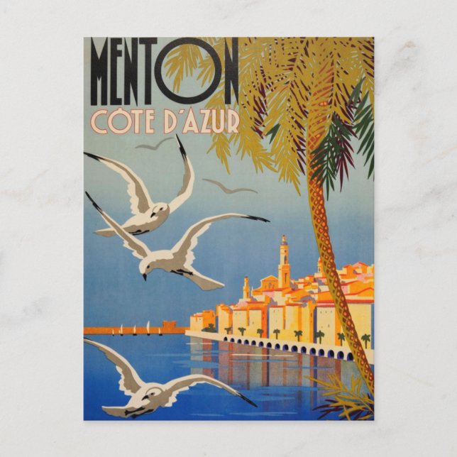 Vintage Menton CoTe D'azur Postcard (Front)