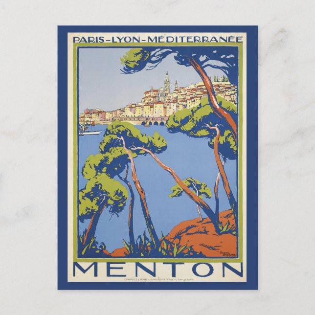 Vintage Menton France French Riviera Travel Postcard (Front)
