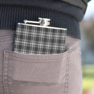 Vintage Menzies Black Clan Highland Tartan Hip Flask