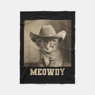 Vintage Meowdy Cat  Fleece Blanket