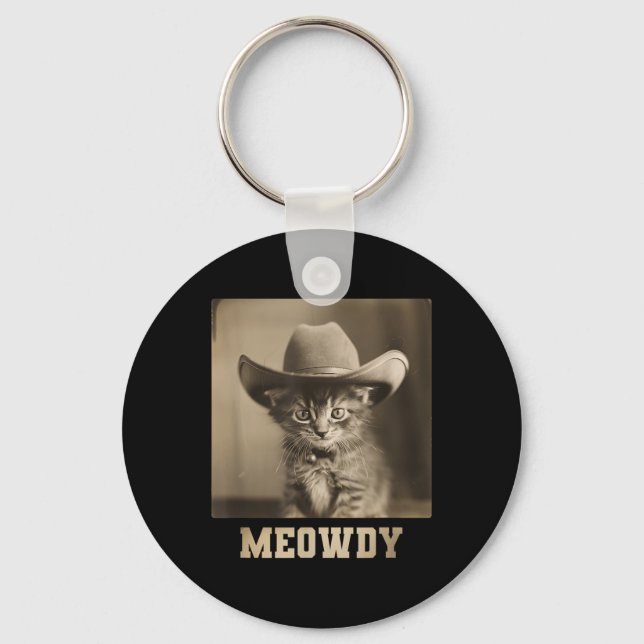 Vintage Meowdy Cat  Key Ring (Front)