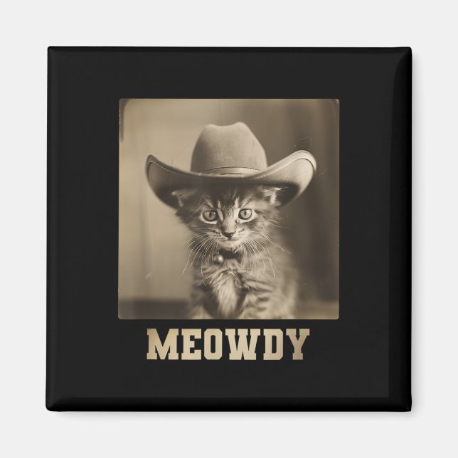 Vintage Meowdy Cat  Magnet (Front)