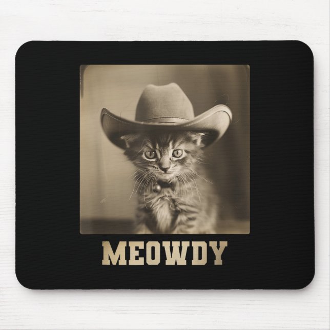 Vintage Meowdy Cat  Mouse Pad (Front)