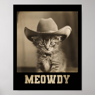 Vintage Meowdy Cat Poster