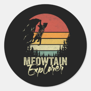 Vintage Meowtain Explorer Rock Climber Retro Cat C Classic Round Sticker