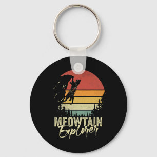 Vintage Meowtain Explorer Rock Climber Retro Cat C Key Ring