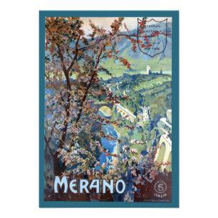 Vintage Merano Italy Travel Poster
