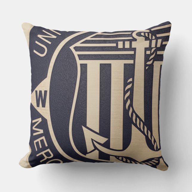 Vintage Merchant Marine Throw Pillow (Front)