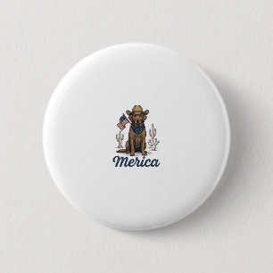 Vintage Merica Cowboy Dog American Flag Shirt_1 6 Cm Round Badge