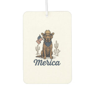 Vintage Merica Cowboy Dog American Flag Shirt_1 Car Air Freshener