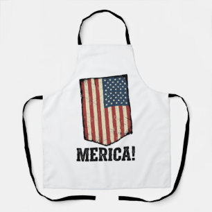 Vintage Merica Flag Patriotic Graphic Shirt_1 Apron