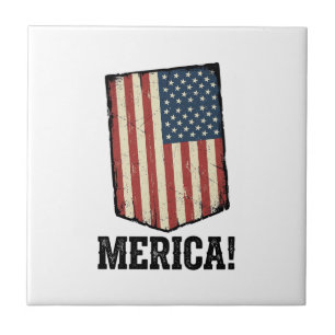 Vintage Merica Flag Patriotic Graphic Shirt_1 Ceramic Tile