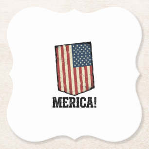Vintage Merica Flag Patriotic Graphic Shirt_1 Paper Coaster