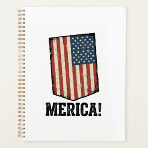 Vintage Merica Flag Patriotic Graphic Shirt_1 Planner