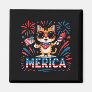 Vintage merica july 4th cat 250 years flag meowica magnet