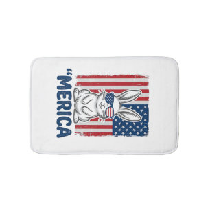 Vintage Merica Patriotic Bunny Shirt Design_1 Bath Mat