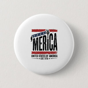 Vintage Merica Patriotic Distressed Shirt Design_1 6 Cm Round Badge
