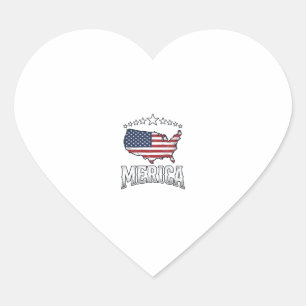 Vintage Merica Patriotic Flag Map Shirt Design_1 Heart Sticker