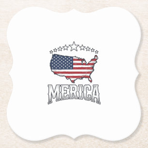 Vintage Merica Patriotic Flag Map Shirt Design_1 Paper Coaster