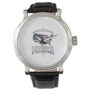 Vintage Merica Patriotic Flag Map Shirt Design_1 Watch