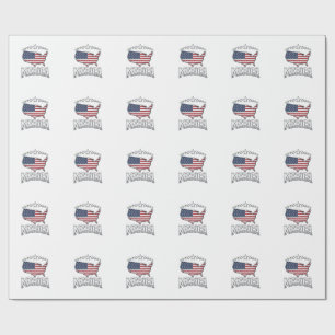 Vintage Merica Patriotic Flag Map Shirt Design_1 Wrapping Paper