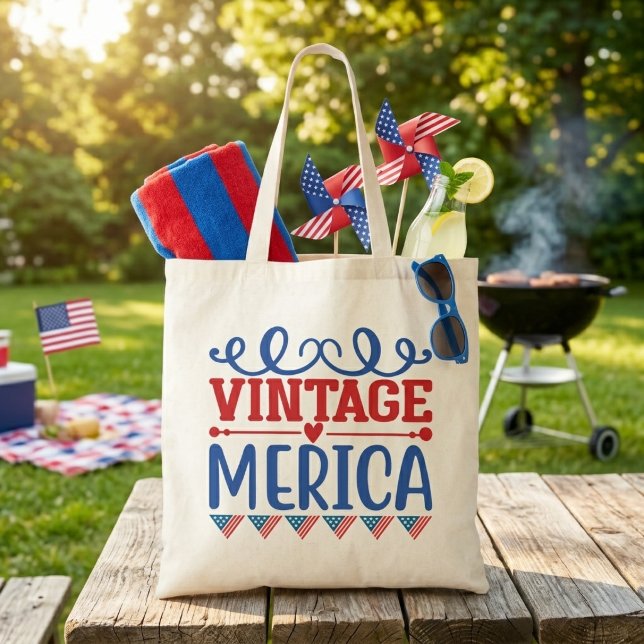 Vintage Merica Patriotic Tote Bag (Vintage Merica Patriotic Tote Bag)