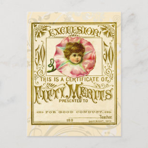 Vintage Merit Card for Good Behaviour