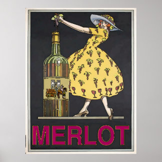 Vintage Merlot Wine Maid Poster