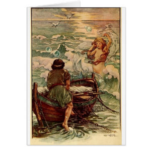 Vintage - Mermaid and Fisherman,