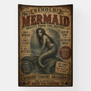 Vintage Mermaid Freak Sideshow Banner