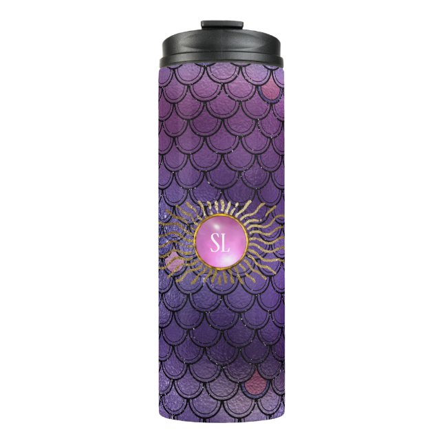Vintage Mermaid Gemstone Monogram Thermal Tumbler (Front)